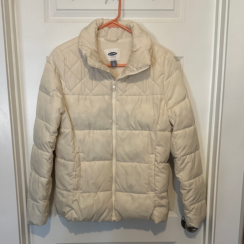 Old Navy Beige Quilted Puffer Jacket